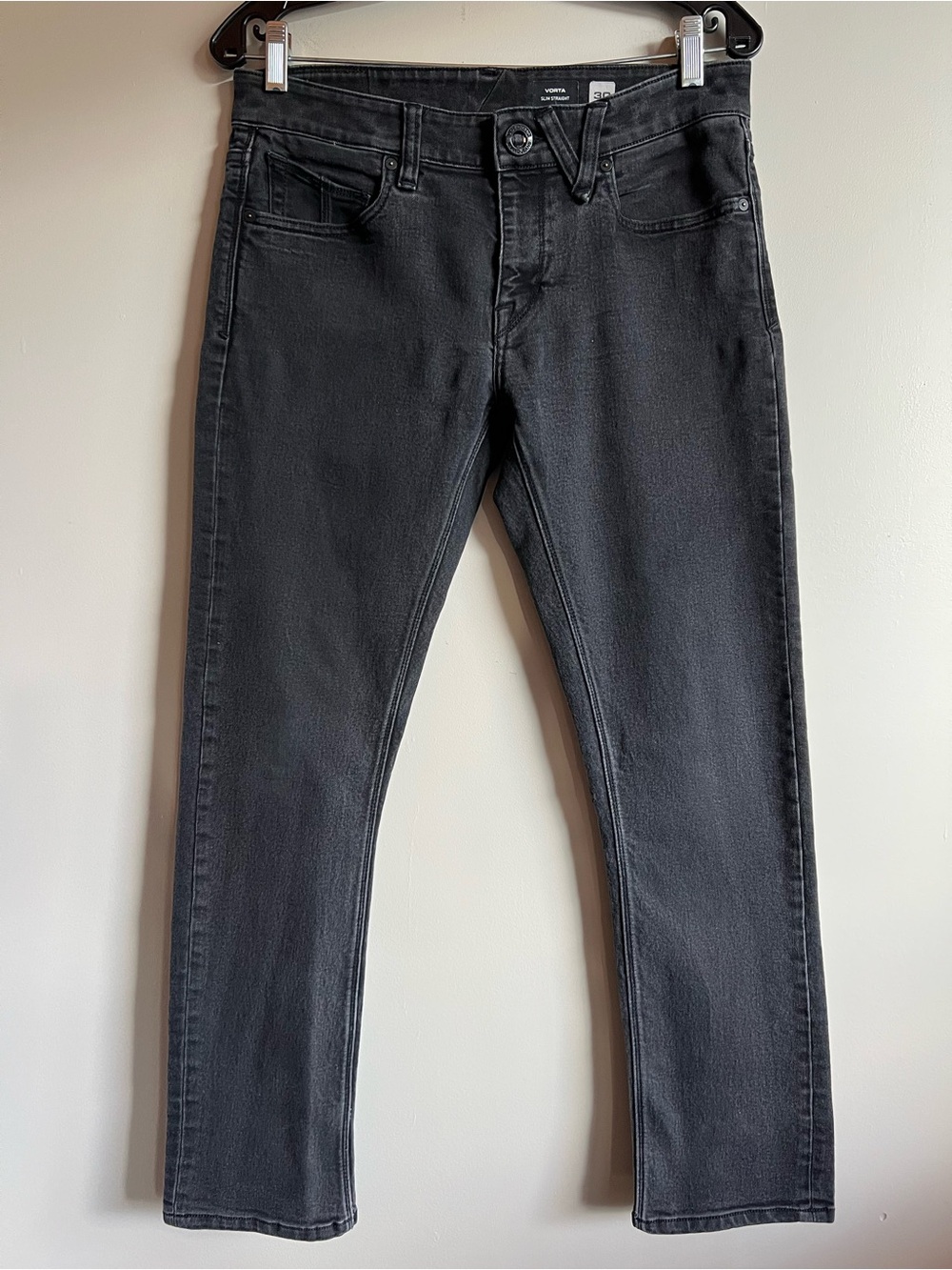 Volcom Vorta Slim Straight Jeans Men’s 30 Faded Black Denim Skate Streetwear